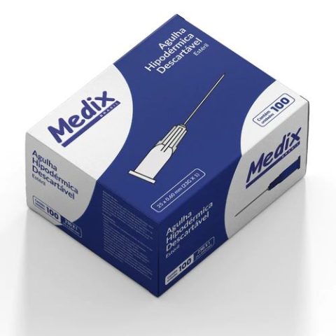 AGULHA HIPODERMICA AZUL MARINHO 25X0,60MM (23G) CAIXA 100UN MEDIX